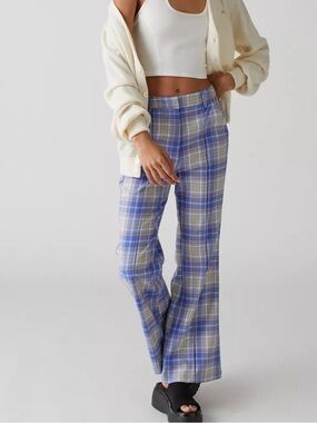 NWT Urban Outfitters Isabella Plaid Flared Pants